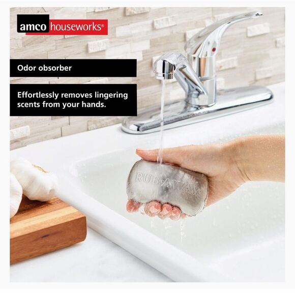 Amco Houseworks Rub-a-Way Silver Stainless Steel Odor Remover Bar Camping New - Picture 5 of 6